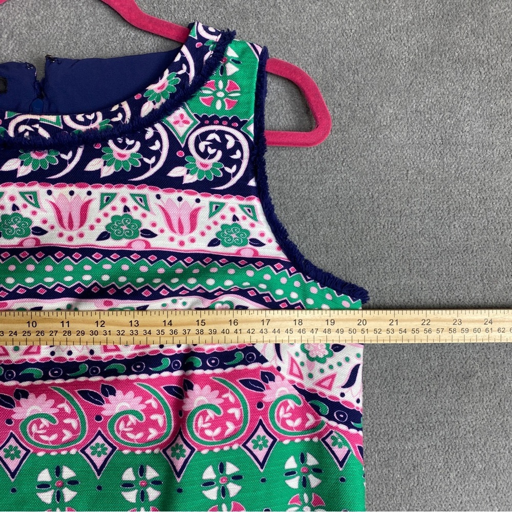 Talbots fringe trim knee length colorful sheath dress size 16P - Picture 6 of 7